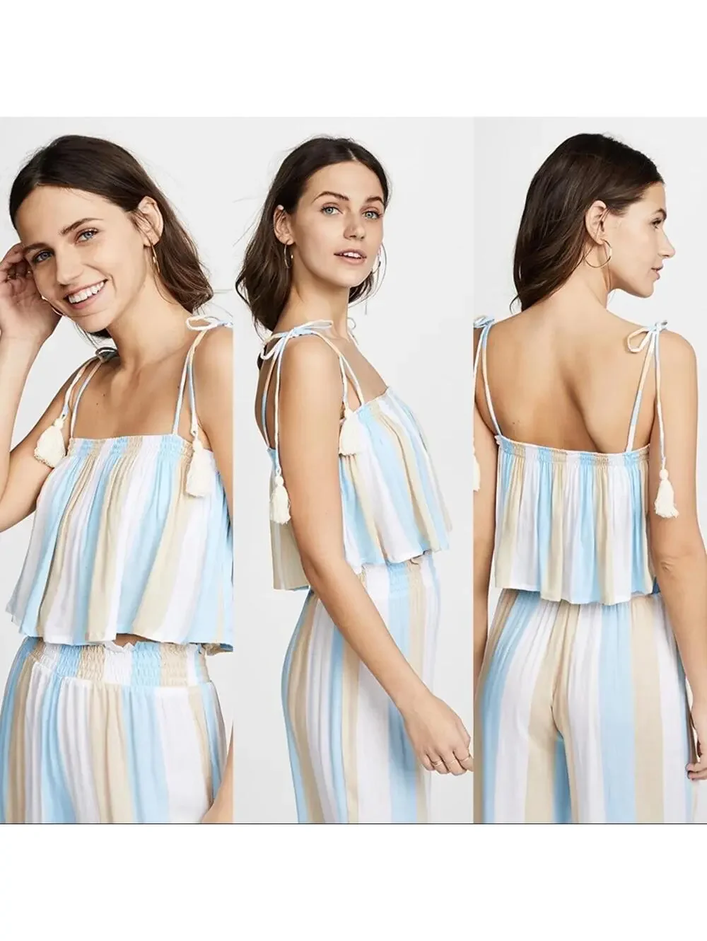 Coolchange Angel Seaside Stripe Swim Cover Up Set Ella Top Payton Culotte S NWT